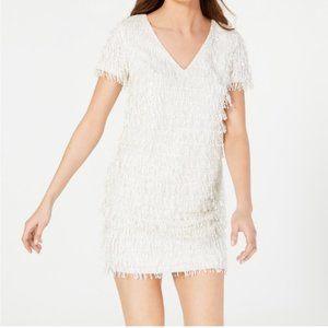 AIDAN BY AIDAN MATTOX Sequin Fringe Shift Dress